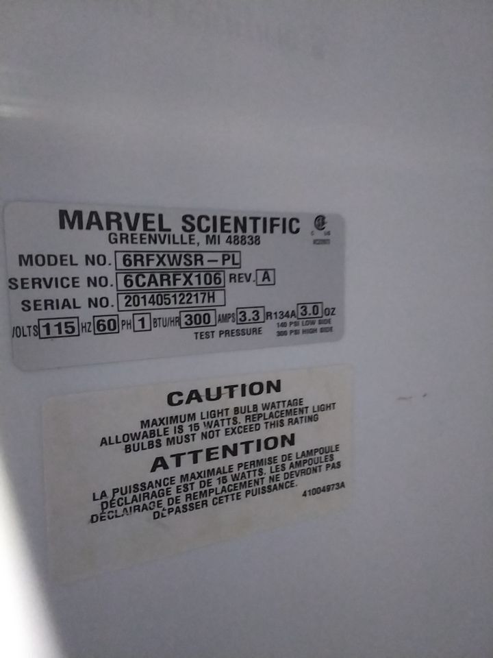 MARVEL SCIENTIFIC 6RFXWSR-PL Refrigerator Freezer