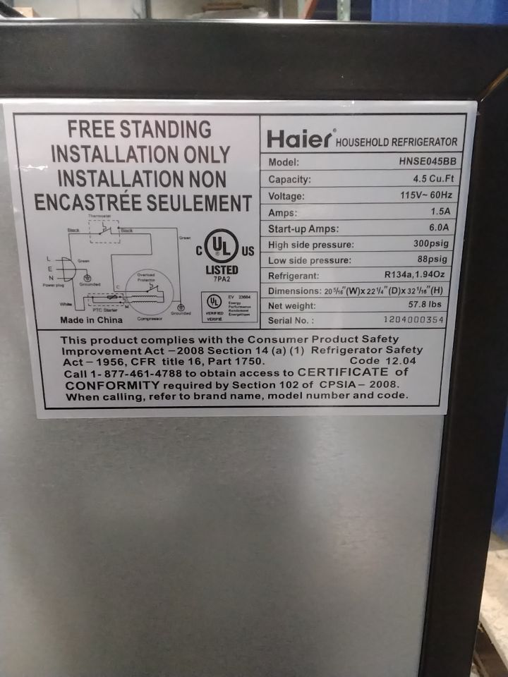 HAIER HNSE045BB Household Refrigerator Freezer