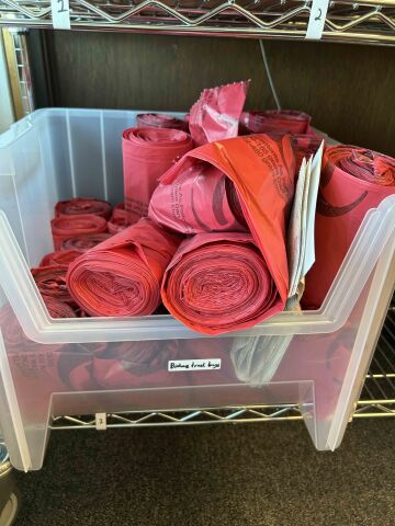 HOMMALY ROLLS BIOHAZARD RED BAGS and trash liners qty 243 - lot of 3 Liquid Handling