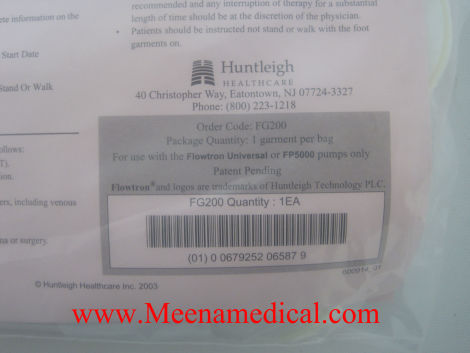 HUNTLEIGH FP5000, Flowtron Universal pumps P/N:FG200 NEW Flowtron Large Foot Garment
