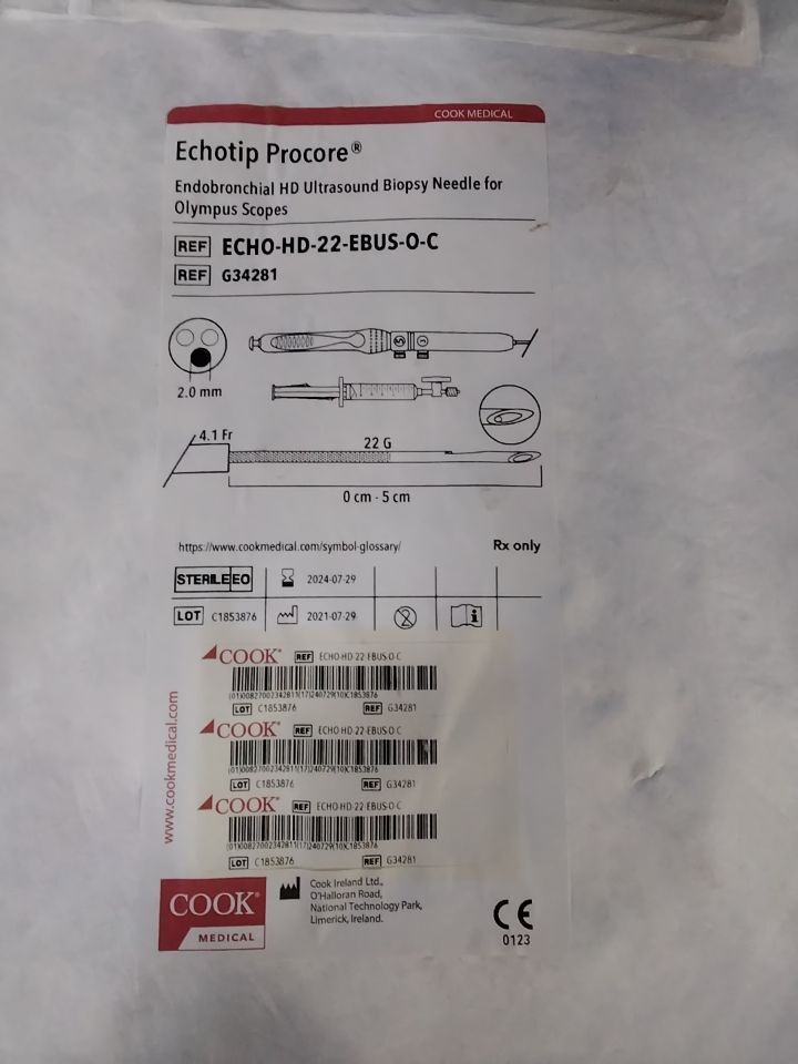 COOK MEDICAL Echotip Procore ECHO-HD-22-EBUS-O-C Endobronchial HD Ultrasound Biopsy Needle