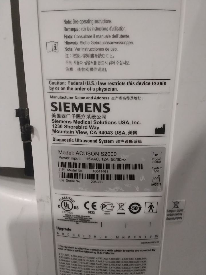 SIEMENS ACUSON S2000 Diagnostic Ultrasound System