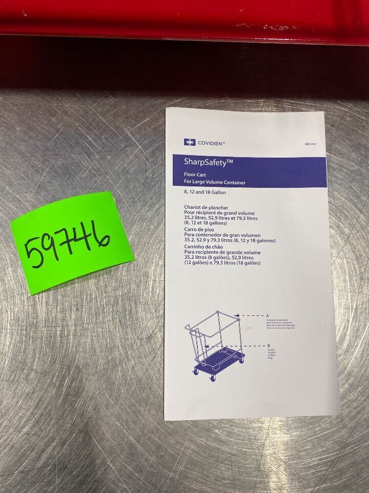 COVIDIEN 8992H SharpSafety Floor Cart Medical Waste Removal