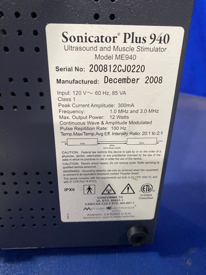 METTLER ELECTRONICS Sonicator Plus 940 Muscle Stimulator