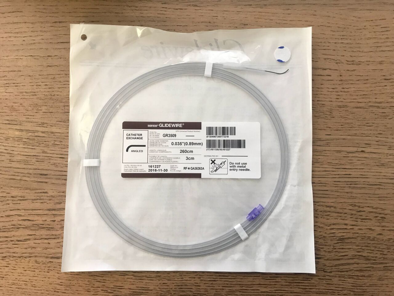 New TERUMO GR3509 Radifocus Glidewire Catheter Exchange Angled 260cm 0 ...