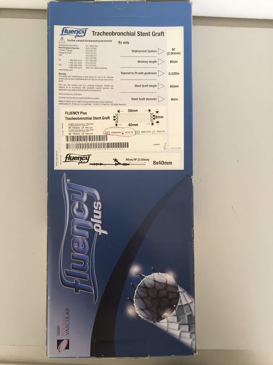 New BARD Fluency Plus Tracheobronchial Stent Graft 9F (X) FTM08040
