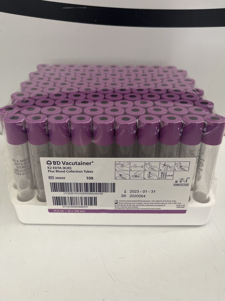 New BD Vacutainer 366643 K2 EDTA K2E Plus Blood Collection Tubes