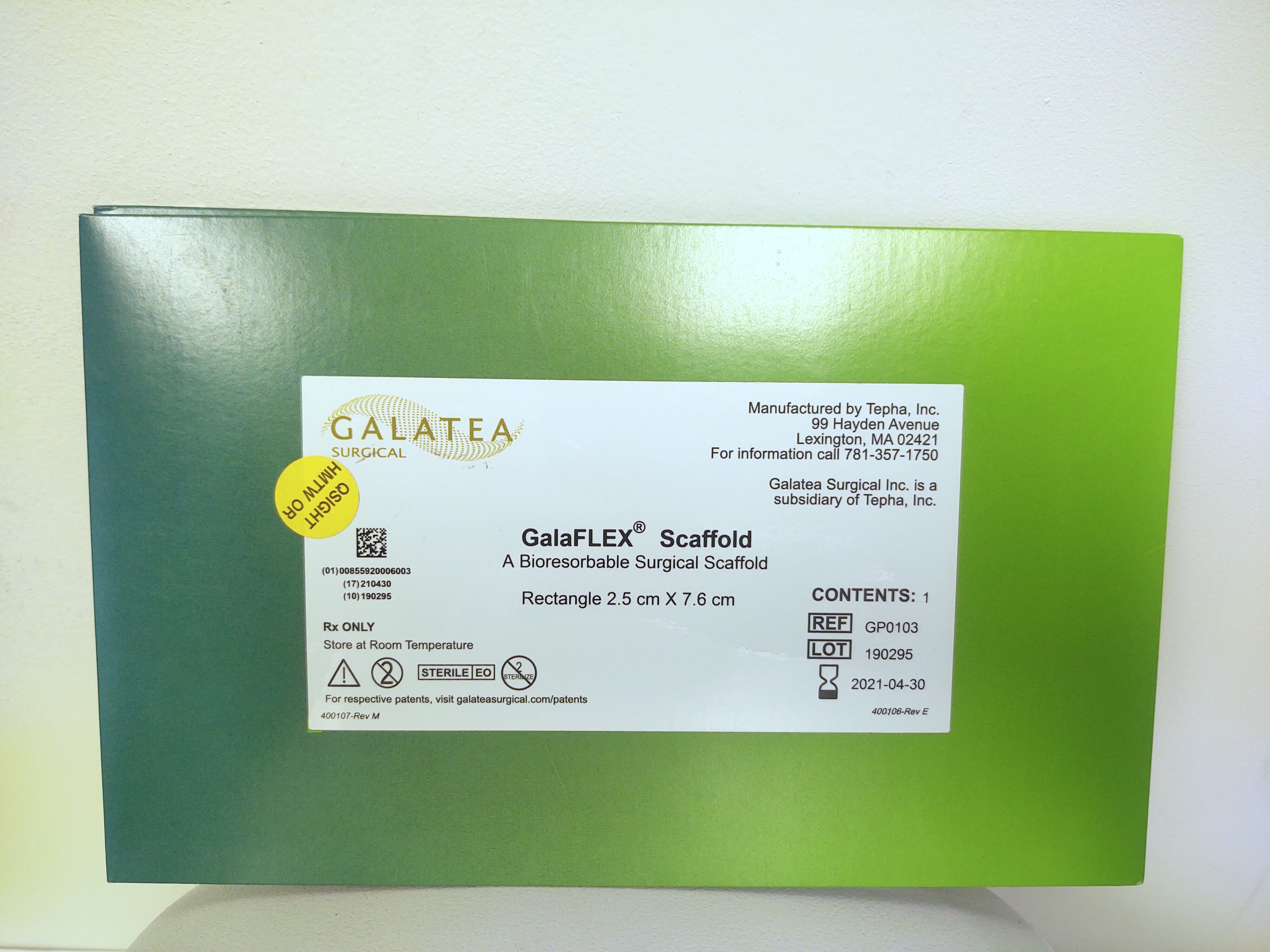 New GALATEA SURGICAL GP0103 GalaFlex Scaffold - Bioresorbable Surgical