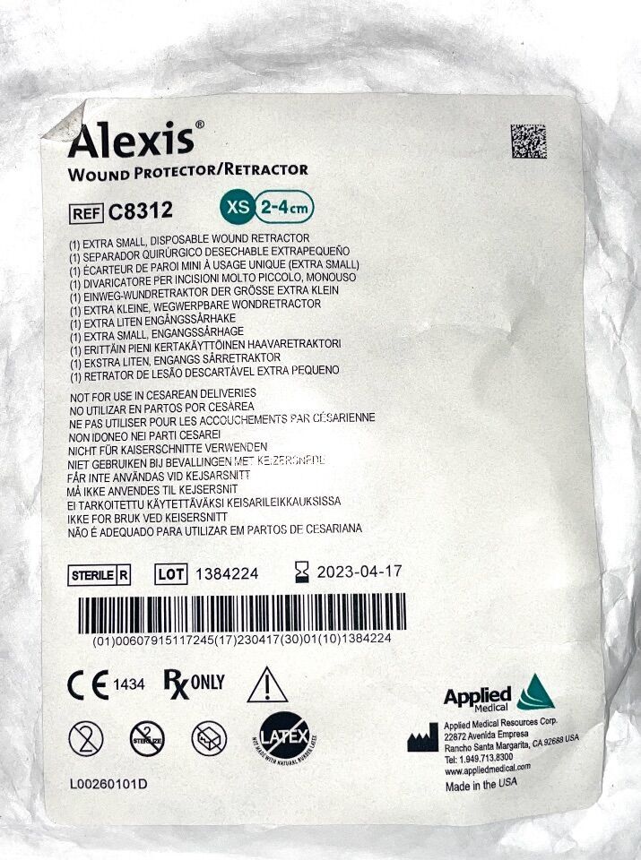 New APPLIED MEDICAL C8312 Alexis Wound Protector XS (2-4cm) Surgical ...