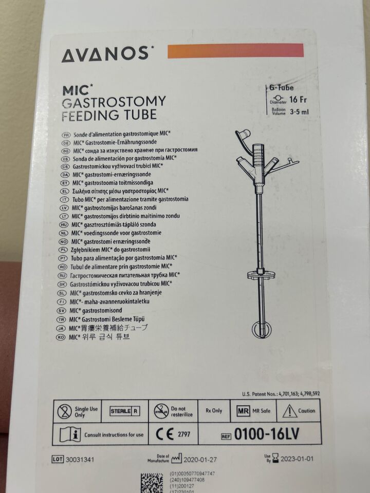 New AVANOS 0100-16LV Avanos 0100-16LV MIC Gastrostomy Feeding Tube ...