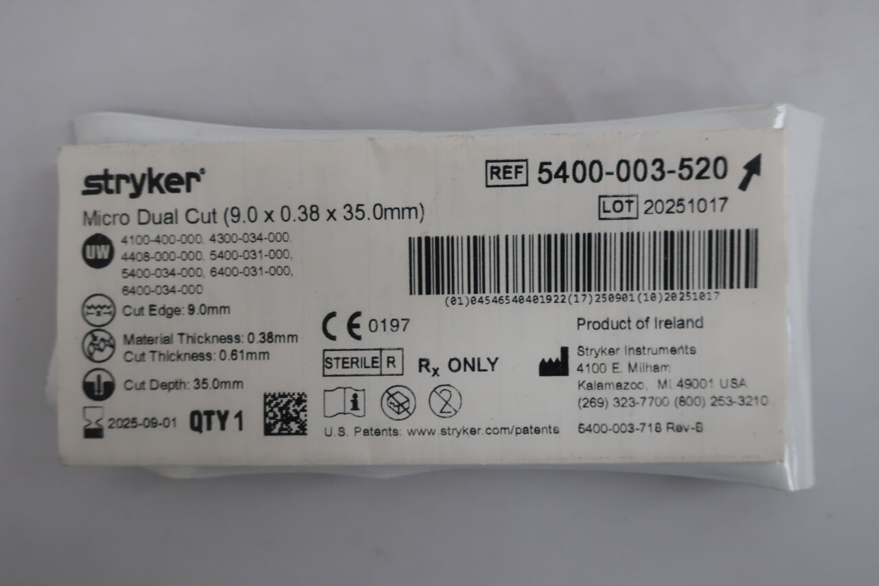 New STRYKER 5400003520 Micro Dual Cut (9.0 x 0.38 x 35.0mm) Disposables ...