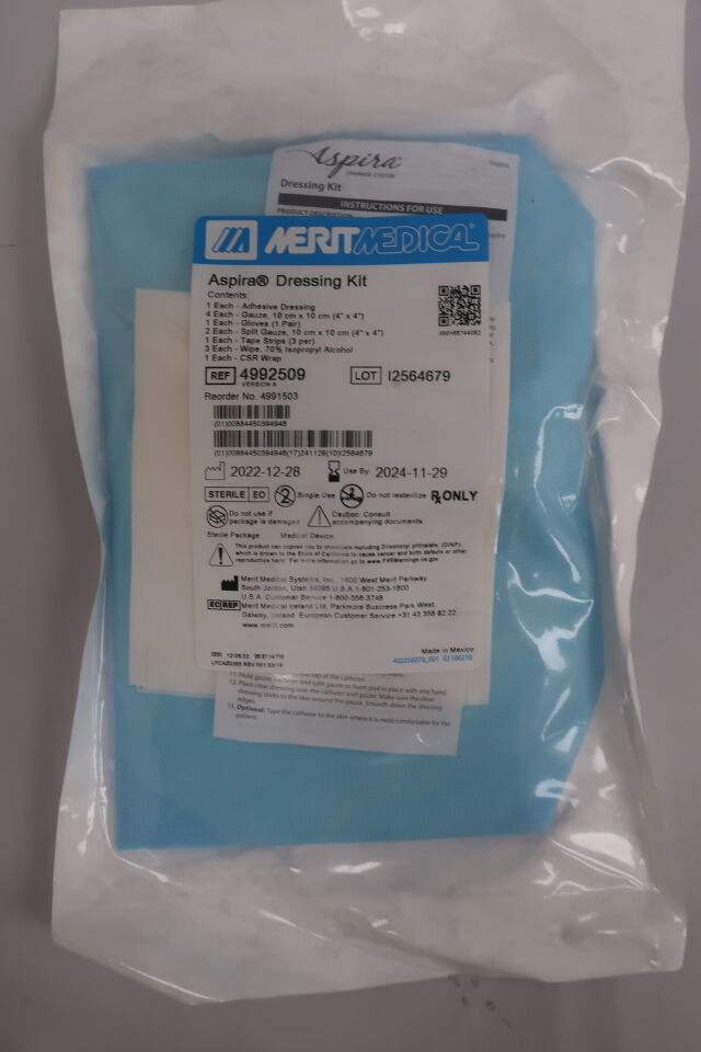 New MERIT MEDICAL 4992509 Aspira Dressing Kit; (1) Adhesive Dressing (4 ...