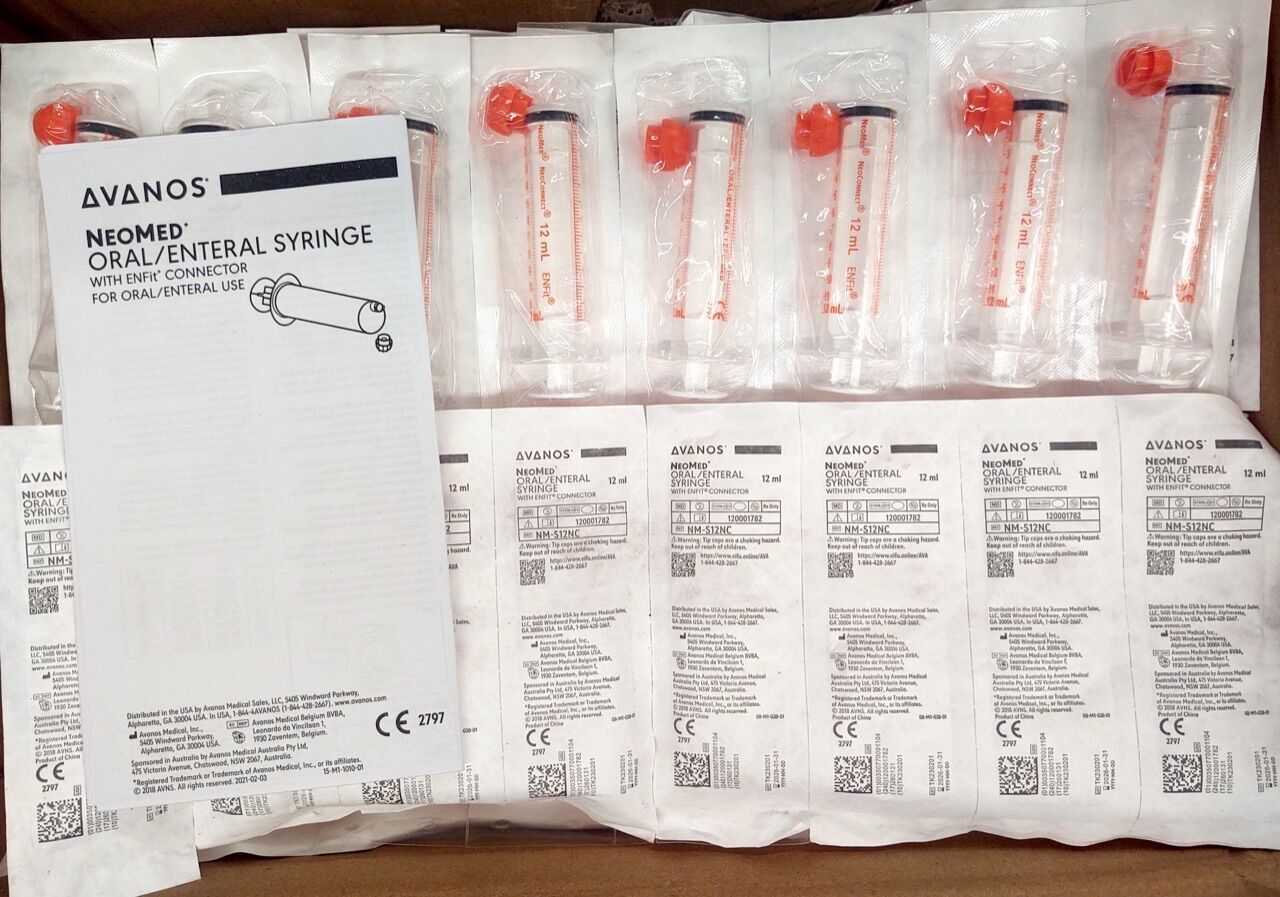 New AVANOS NM-S12NC NeoMed Oral / Enteral Syringe With ENFit Connector ...