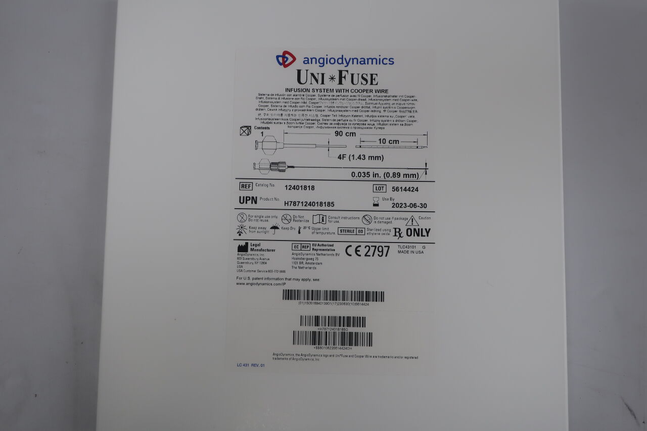 New Angio Dynamics 12401818 Unifuse Infusion System W Cooper Wire