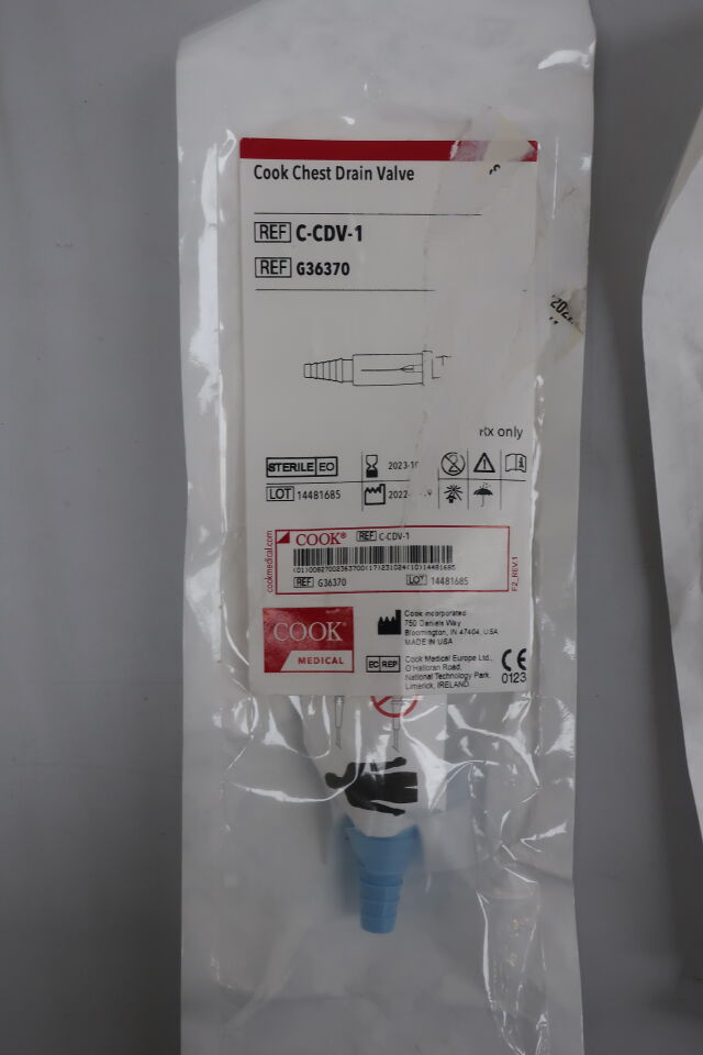 New COOK G36370 : Chest Drain Valve For Pneumothorax Aspiration ...