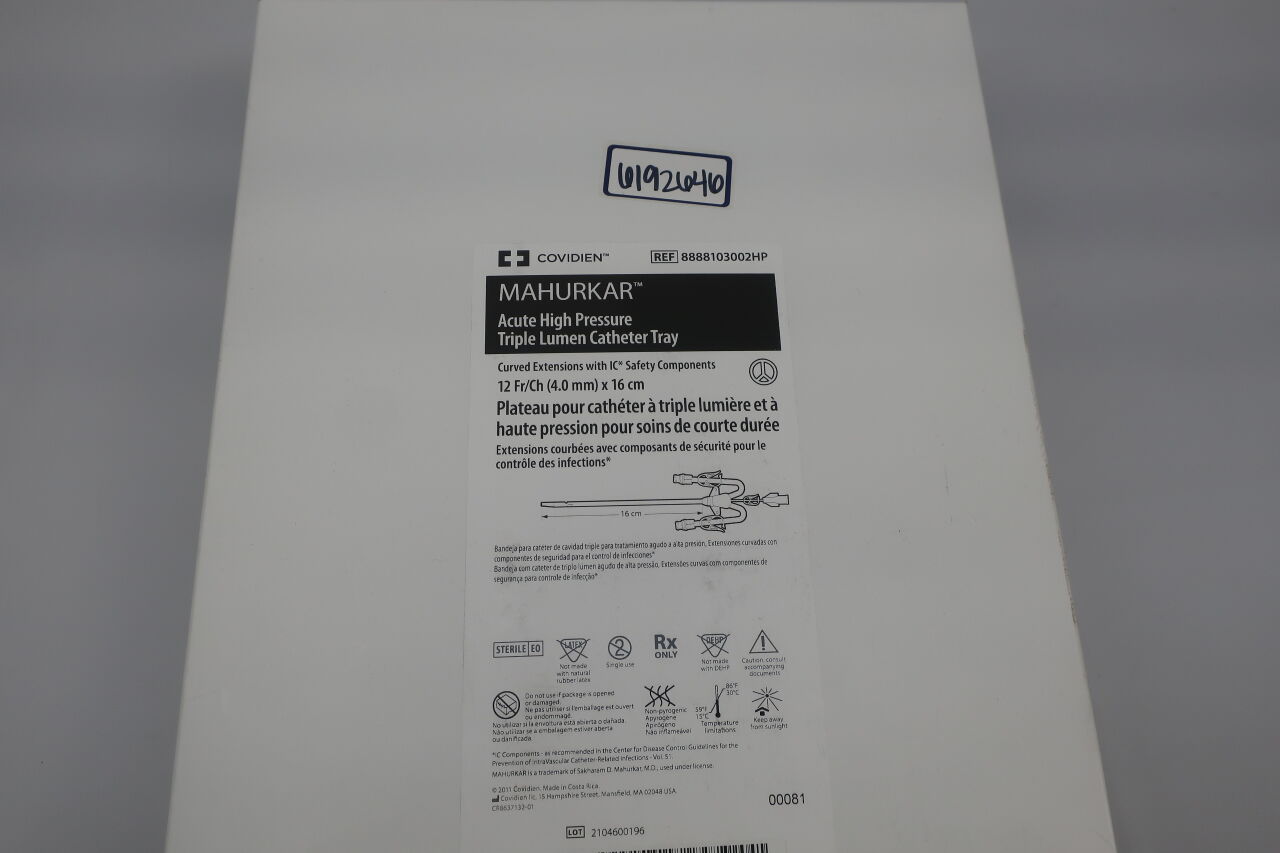 New COVIDIEN 8888103002HP MAHURKAR ACUTE HIGH PRESSURE TRIPLE LUMEN ...