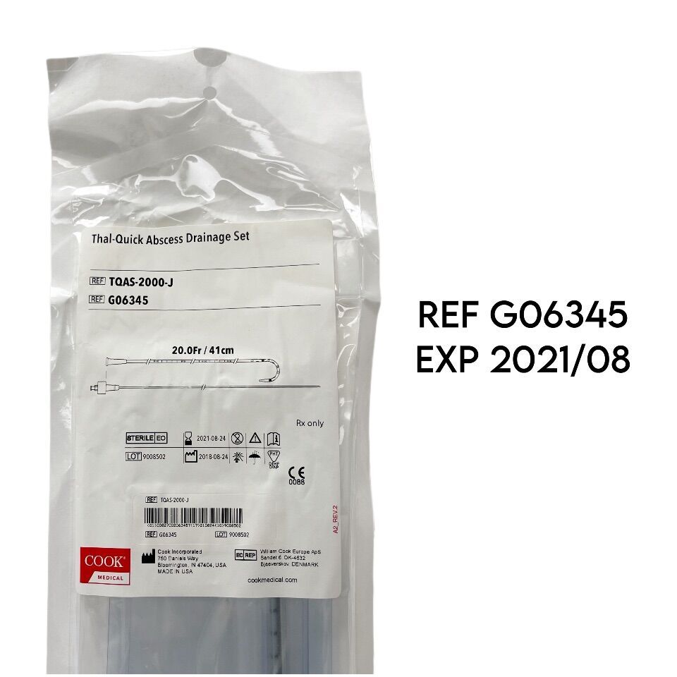 New COOK MEDICAL REF G06345 THAL-QUICK ABSCESS DRAINAGE SET 20F, EXP ...