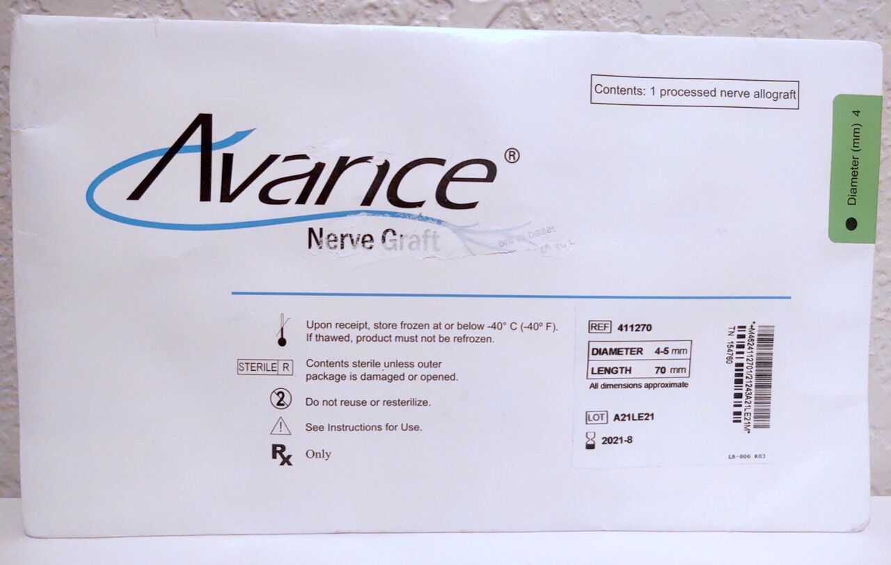 New AXOGEN 411270 Avance Nerve Graft Allograft 4-5mm Diameter , 70mm ...