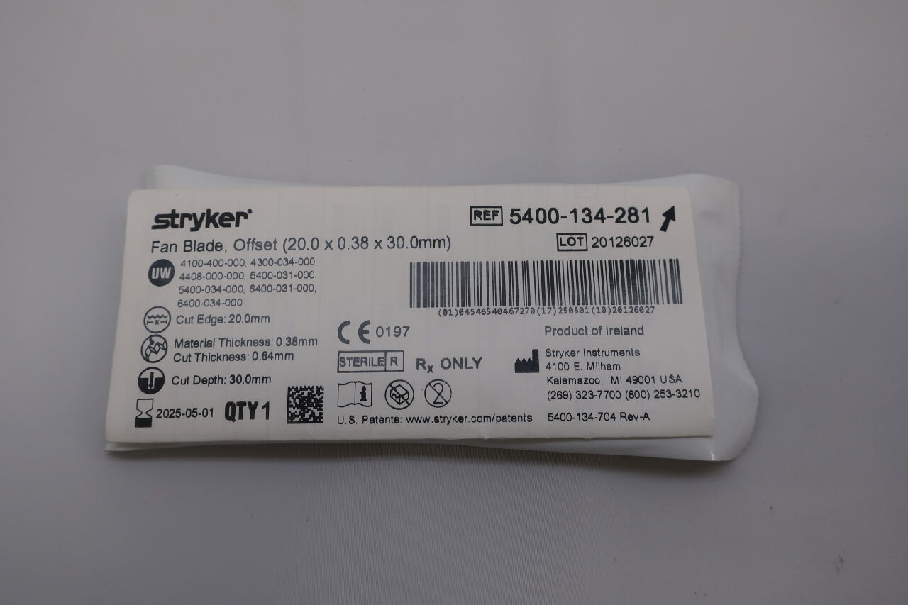 New STRYKER 5400-134-281 Core Fan Reciprocating Saw Blade, 20 L x 30 mm ...