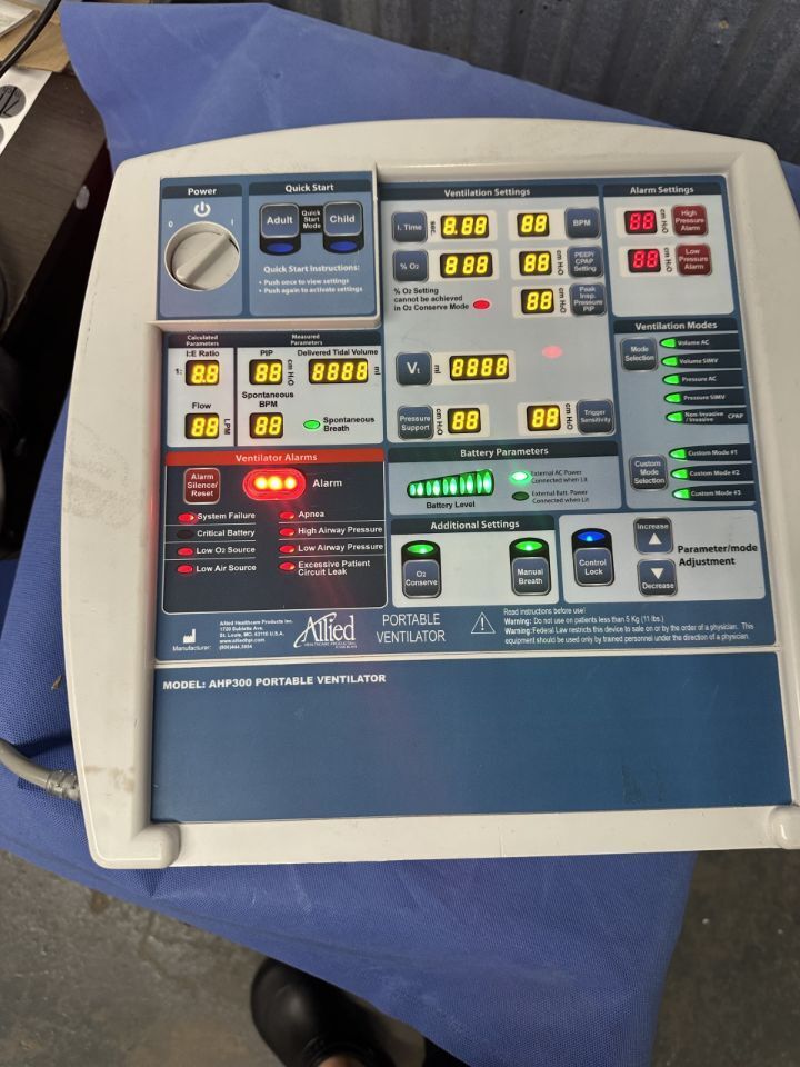 Used ALLIED HEALTHCARE AHP300 TRANSPORT VENTILATOR Ventilator For Sale ...