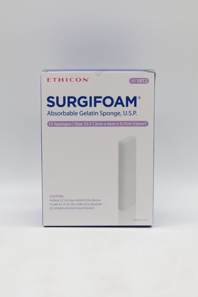 New ETHICON 1972 Surgifoam Absorbable Gelatin Sponge Size 12-7 2cm x ...