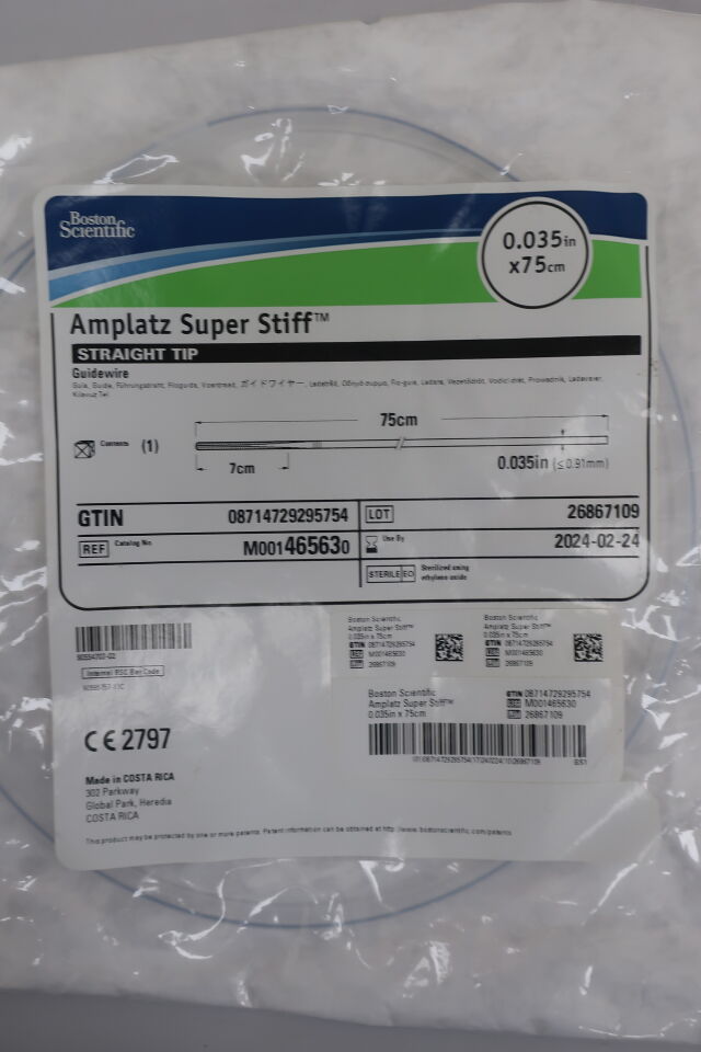 New Boston Scientific Amplatz Super Stiff Straight Tip Guidewire In X Cm