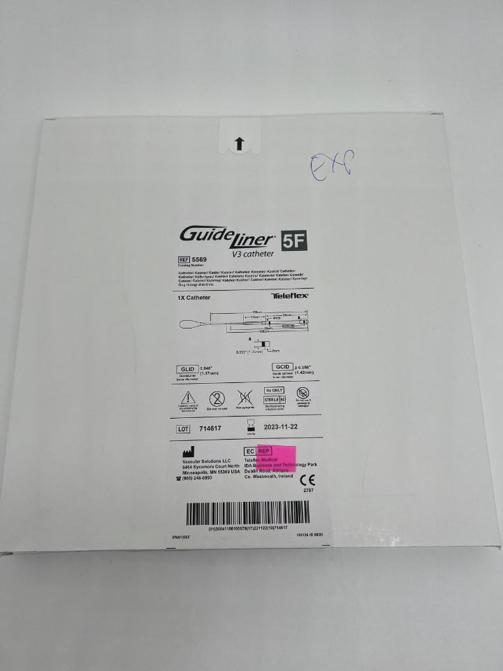 New TELEFLEX 5569 VASCULAR SOLUTIONS GUIDELINER V3 CATHETER 5F ...