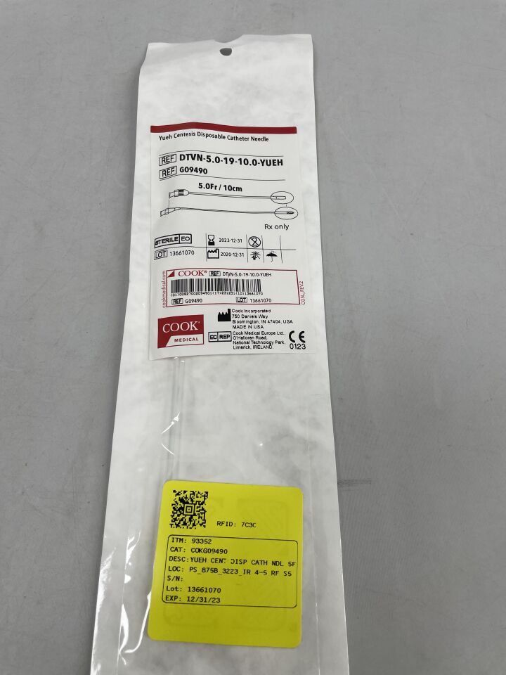 New COOK G09490 Yueh Centesis Disposable Catheter Needle, 5.0 Fr, 10cm ...