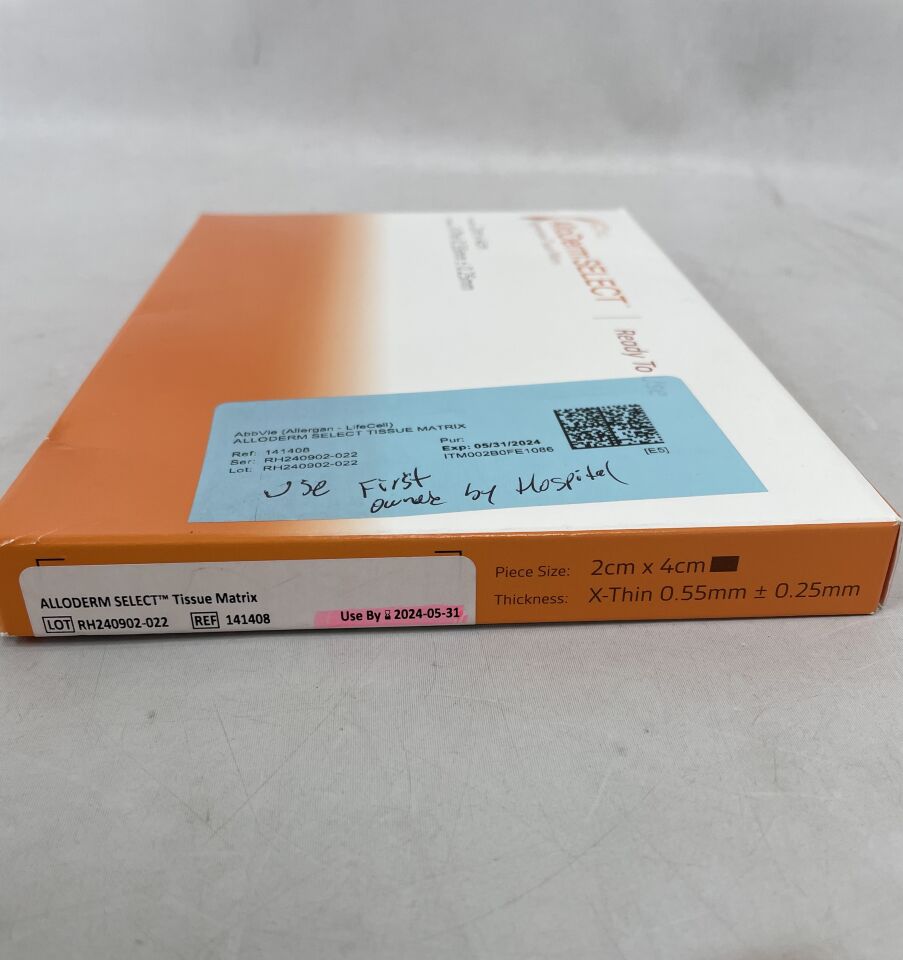 New ALLERGAN 141408 Alloderm Select Tissue Matrix 2cm x 4cm , X-Thin 0 ...