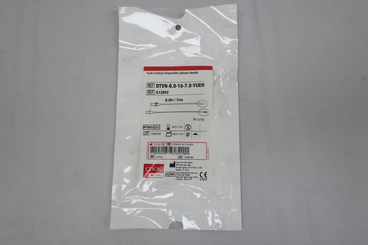 New COOK G12892 Yueh Centesis Catheter Needle, 8.0Fr x 7CM Disposables ...