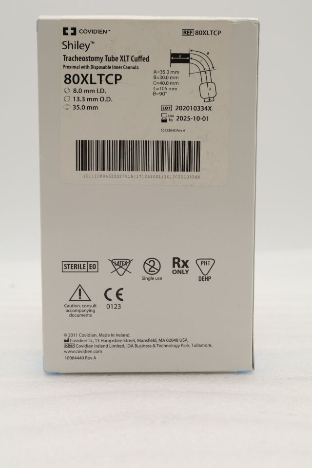 New COVIDIEN 80XLTCP | | EACHES | SHILEY TRACHEOSTOMY TUBE New COVIDIEN 80XLTCP | | EACHES | SHILEY TRACHEOSTOMY TUBE